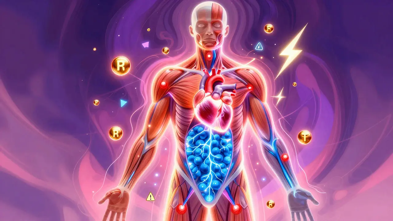 Human body silhouette showing potassium and sodium levels